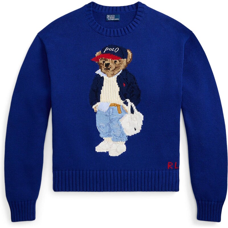 Polo Ralph Lauren Sveter kráľovská modrá / svetlohnedá / červená / 67551793