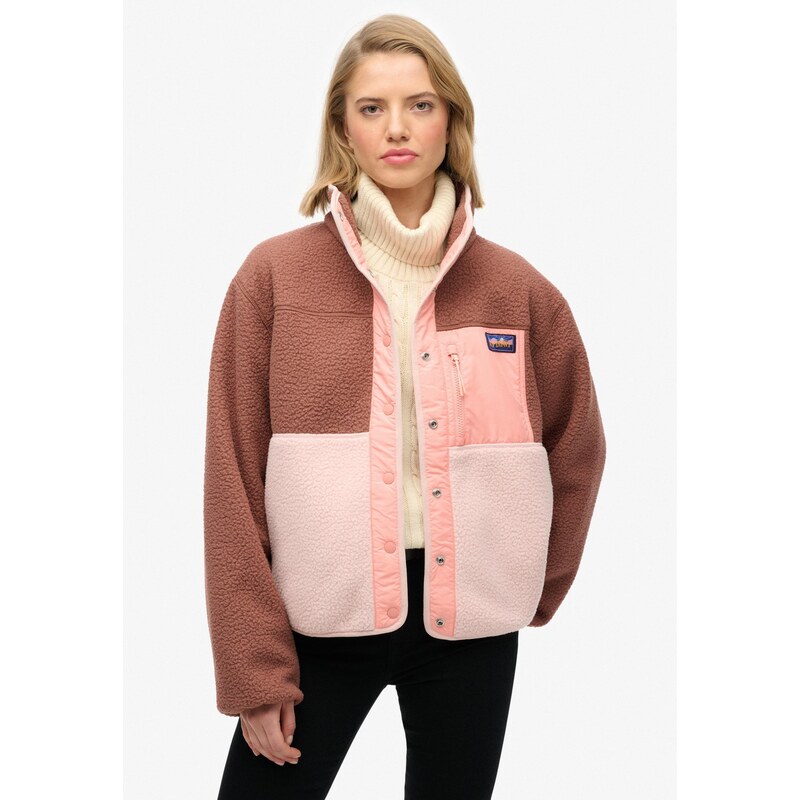 Superdry & Co Flisová bunda hnedá / ružová / pastelovo ružová 67551885