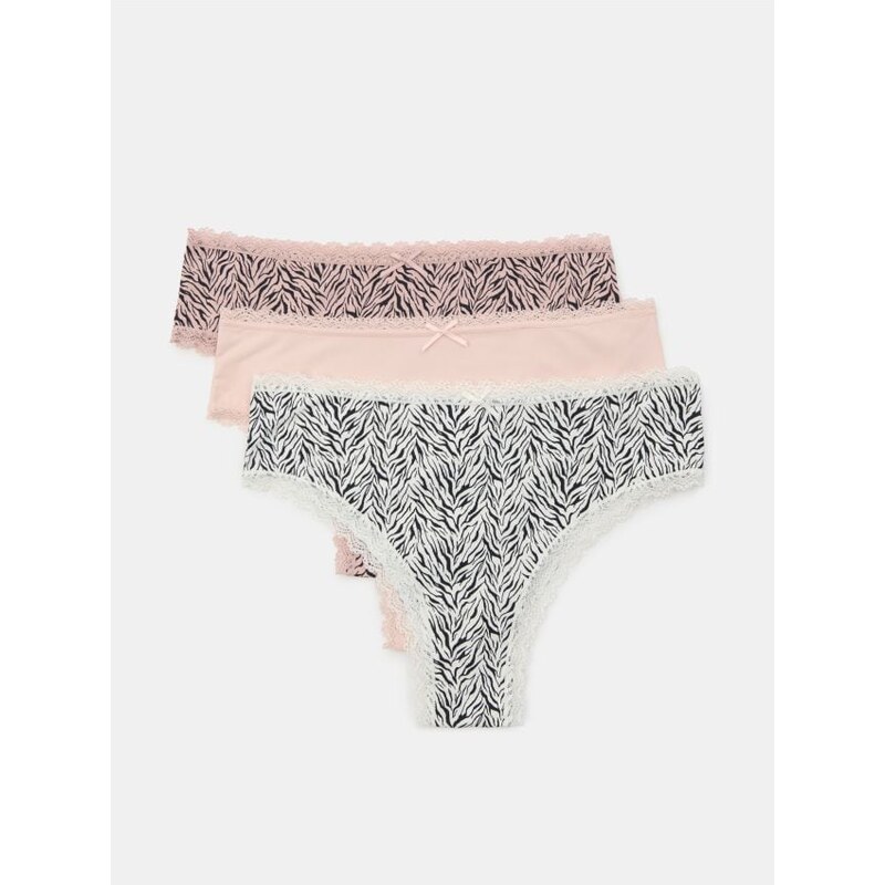 Sinsay - Brazílske nohavičky s čipkou, balenie 3 kusy - viacfarebná 67543736