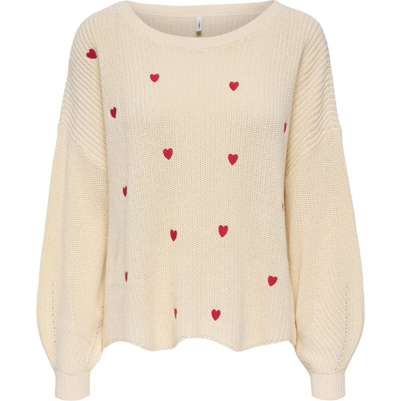 ONLY Oversize sveter ONLHILDE krémová / červená 67552125
