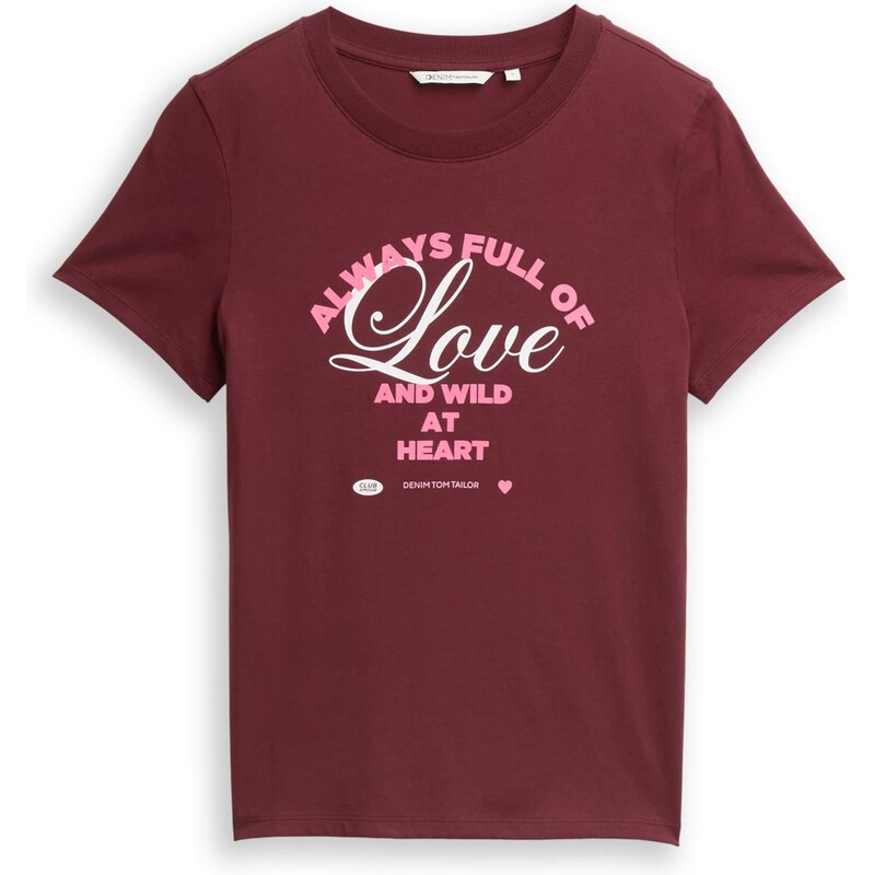 TOM TAILOR DENIM Tričko svetloružová / bordová / biela 67552132