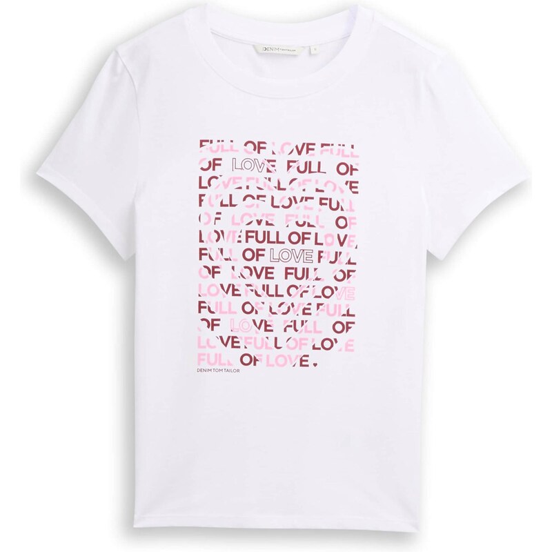 TOM TAILOR DENIM Tričko ružová / červená / biela 67552133