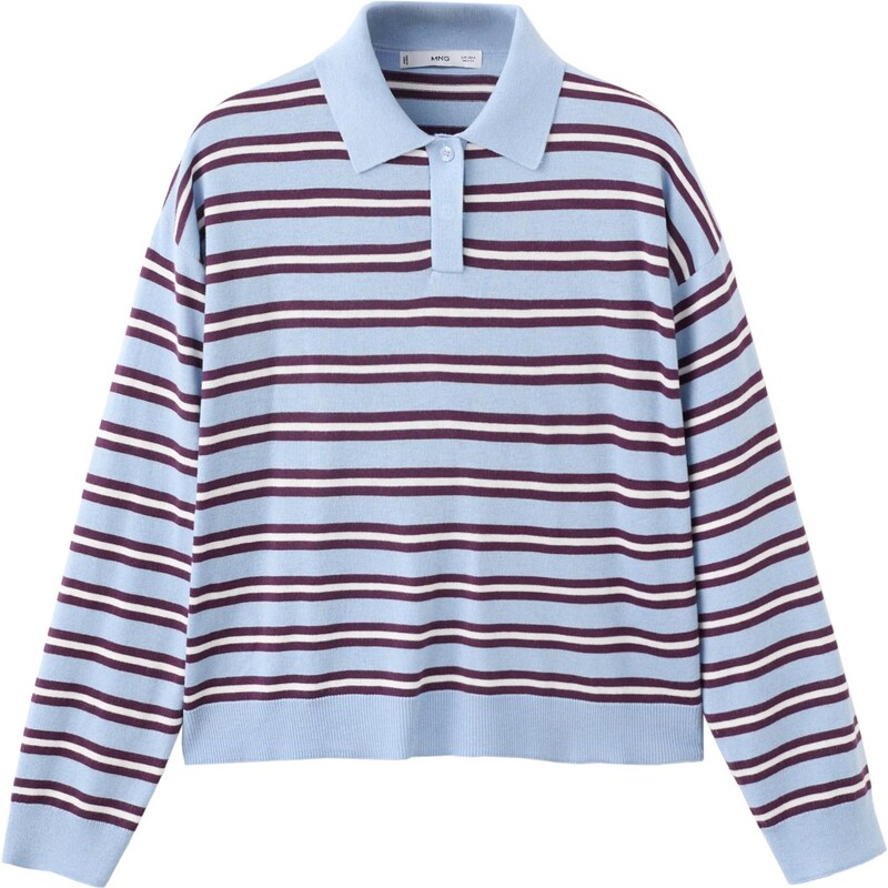 MANGO Sveter LUCCAPR svetlomodrá / baklažánová / biela 67552151