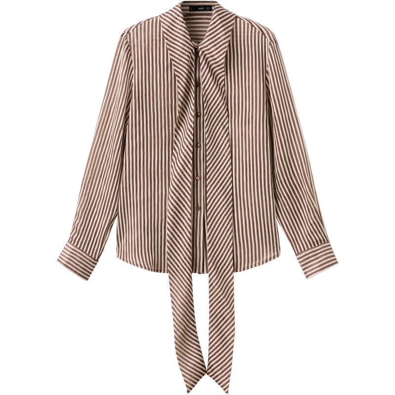 MANGO Blúzka CORBAT krémová / čokoládová 67552154