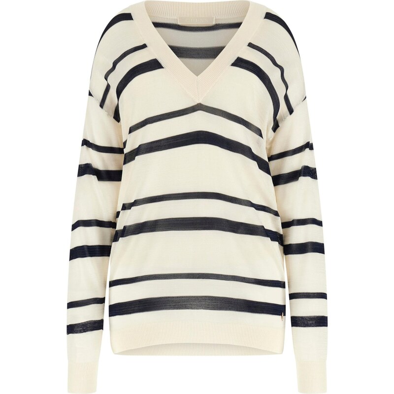 GUESS Oversize sveter SUMMER krémová / čierna 67552309