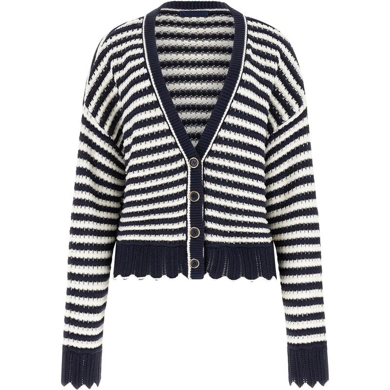 GUESS Kardigán AMBER námornícka modrá / farby bahna / biela 67552314