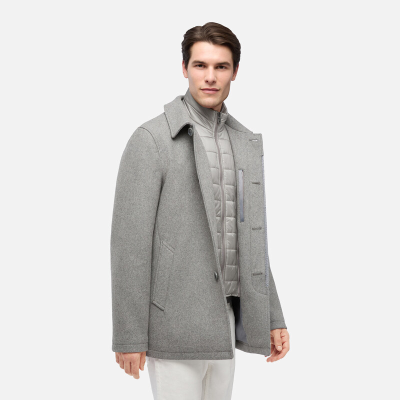 Grey Mens Coat Geox Monreale - Mens 65481260