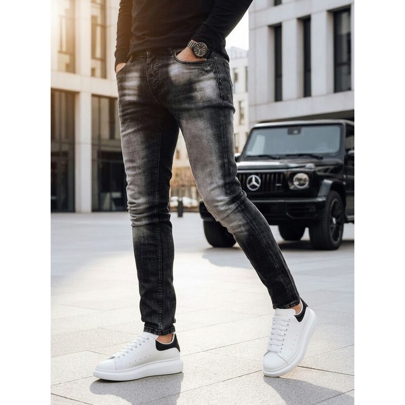 Dstreet Vyblednuté čierne rifle pre mužov 63346229