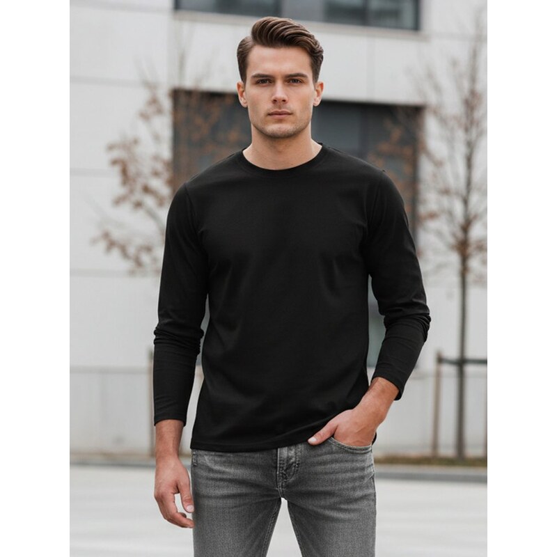 Dstreet Základné čierne tričko s dlhým rukávom 67551117