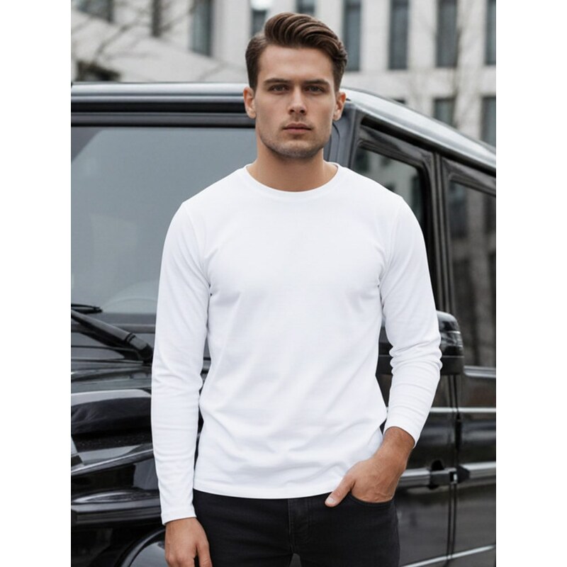 Dstreet Základné biele tričko s dlhým rukávom 67551118