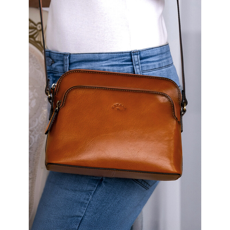 Kožená dámska crosbody kabelka Katana Kaise - koňak 48199561