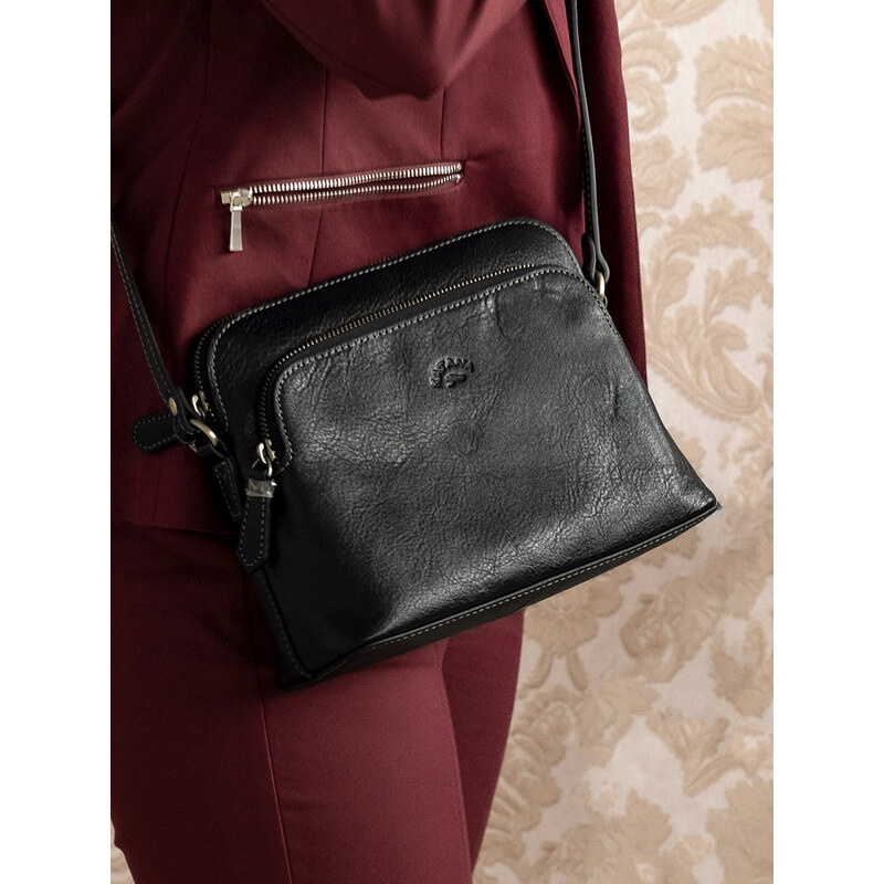 Kožená dámska crosbody kabelka Katana Kaise - čierna 48199563