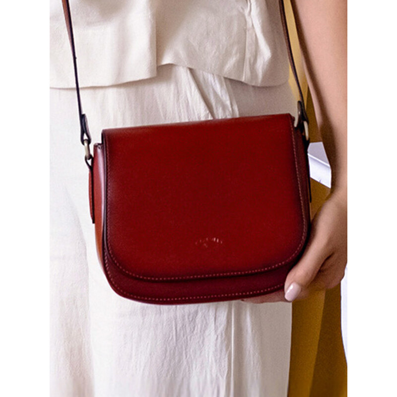 Kožená dámska crosbody kabelka Katana Niola - červená 30984789