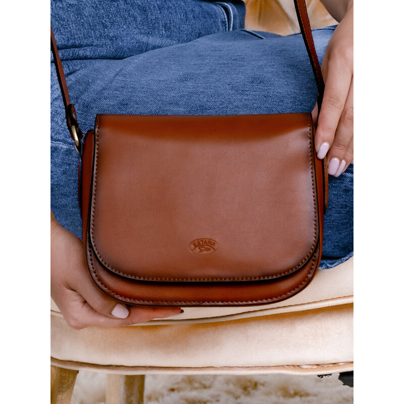 Kožená dámska crosbody kabelka Katana Niola - koňak 30984792