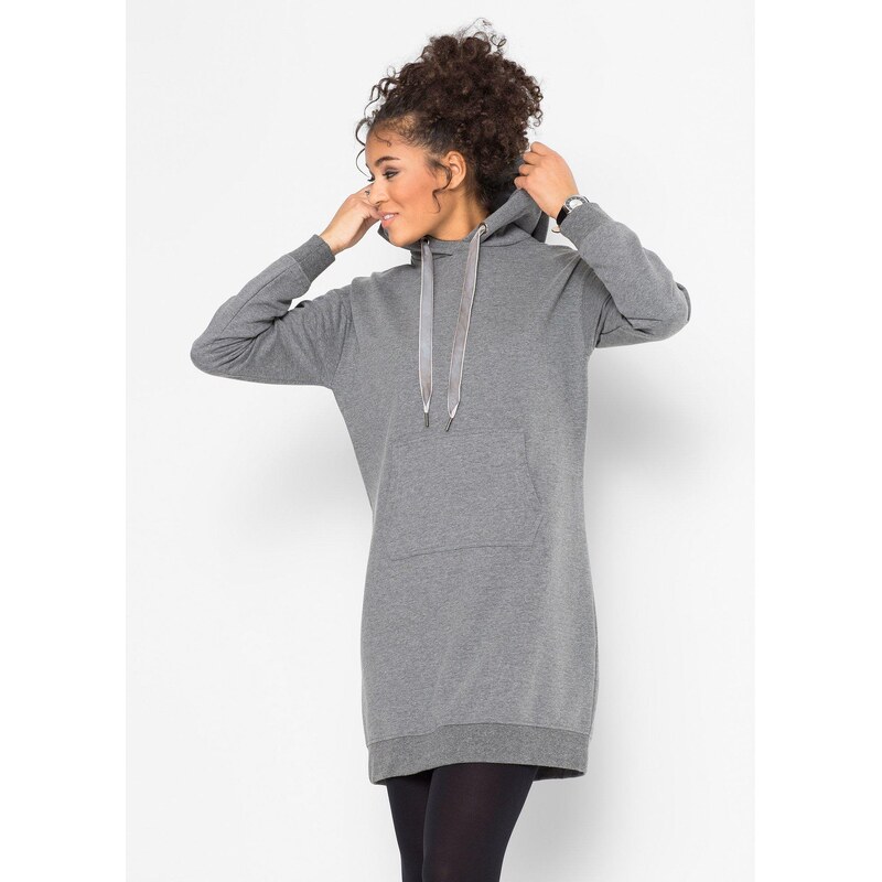 bonprix Mikinové šaty z čistej bavlny, farba šedá 44731606