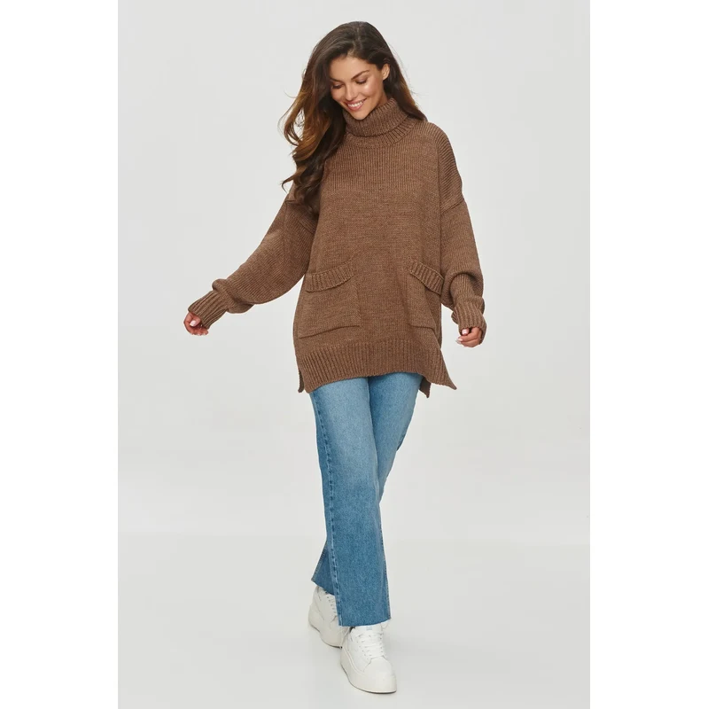 Makadamia Dámsky pulóver s rolákom S155 hnedá 67553836