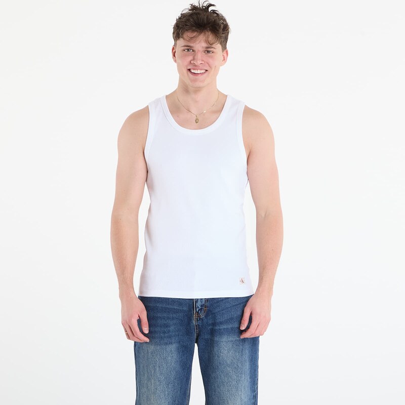 Calvin Klein Jeans 2X2 Rib Badge Tank Top Bright White XL 67820432