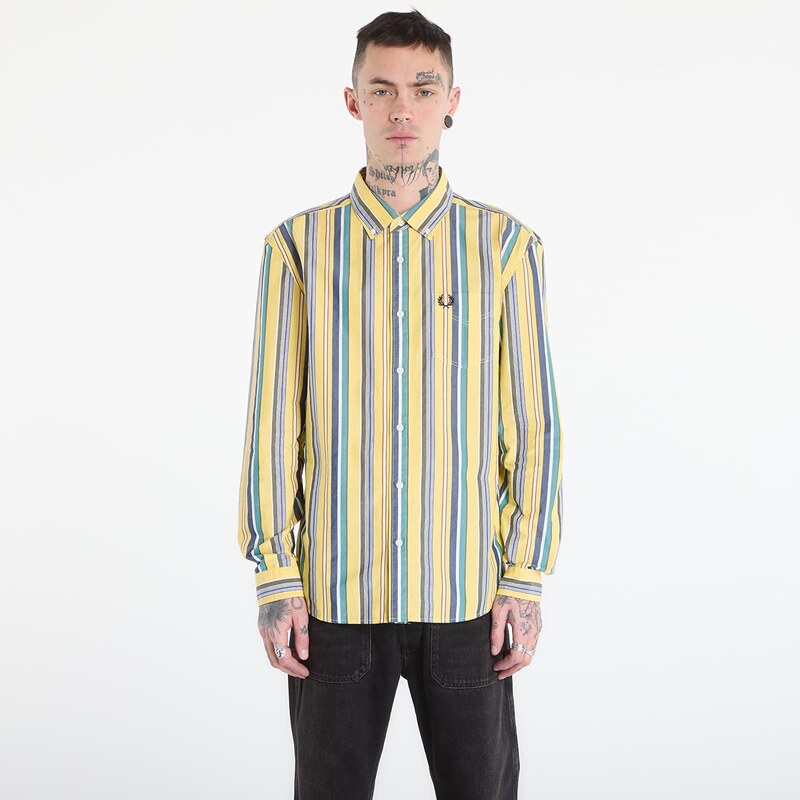 Košeľa FRED PERRY Relaxed Stripe Shirt Lemon Barley XL 67554346