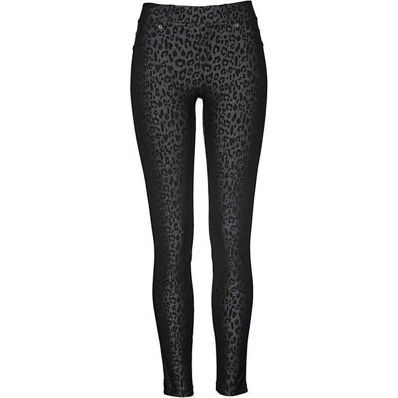 bonprix Džínsové legíny s leoparďou potlačou, farba šedá 44790189