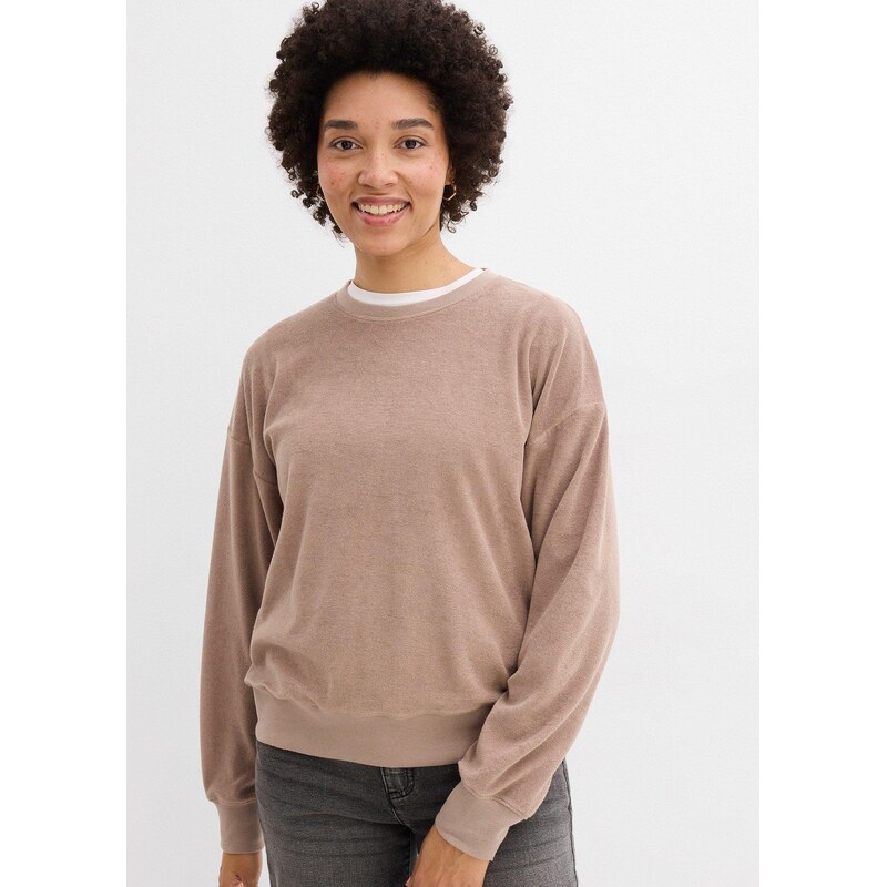 bonprix Tričko s dlhým rukávom, froté, farba hnedá 67606115