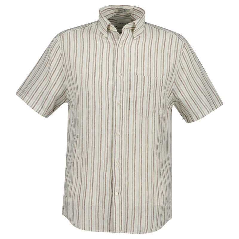 KOŠEĽA GANT REG COTTON LINEN STRIPE SS SHIRT LIGHT TAUPE 67556328