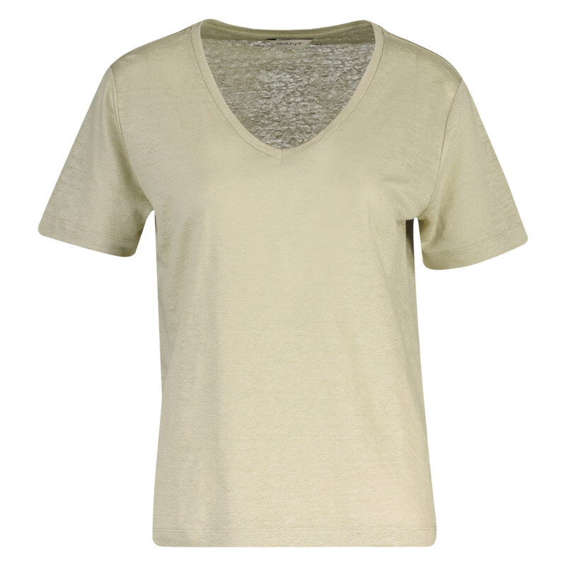 TRIČKO GANT REG LINEN V-NECK SS T-SHIRT COUNTRY BEIGE 67556353