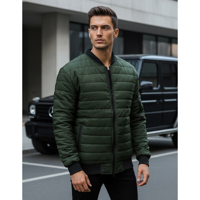 Pánska bunda prešívaná bomber jacket zelená Dstreet TX2211A 65503266