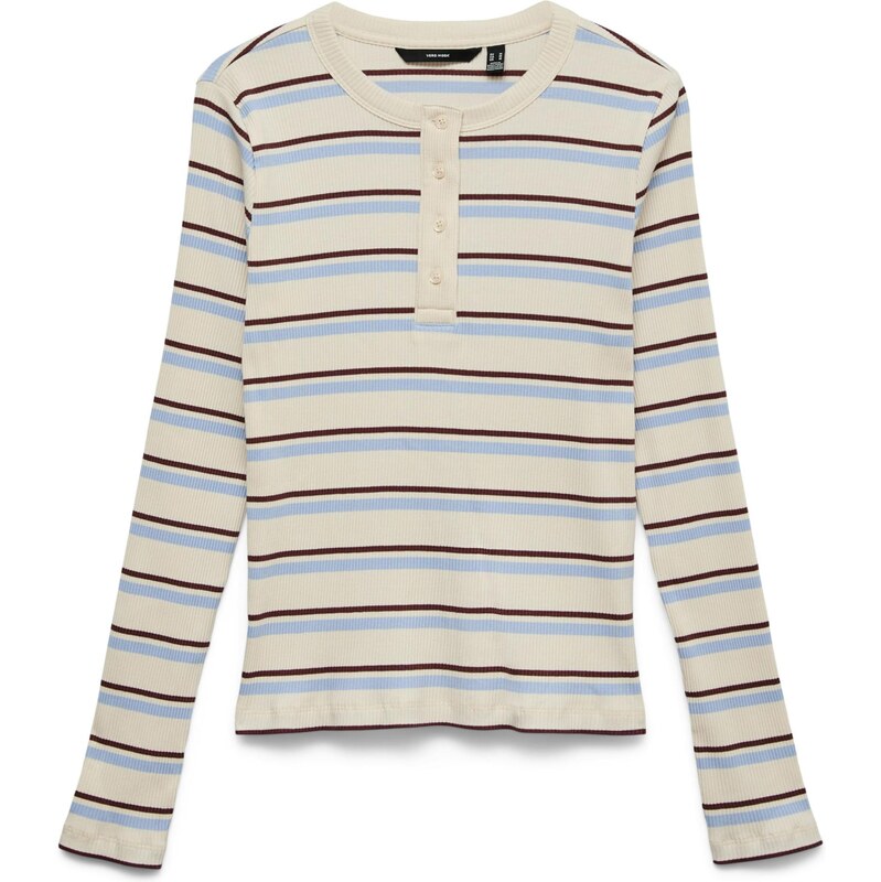 VERO MODA Tričko VMKATIE svetlomodrá / hnedá / biela 67562286