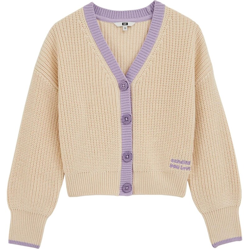 WE Fashion Kardigán béžová / svetlofialová 67562414