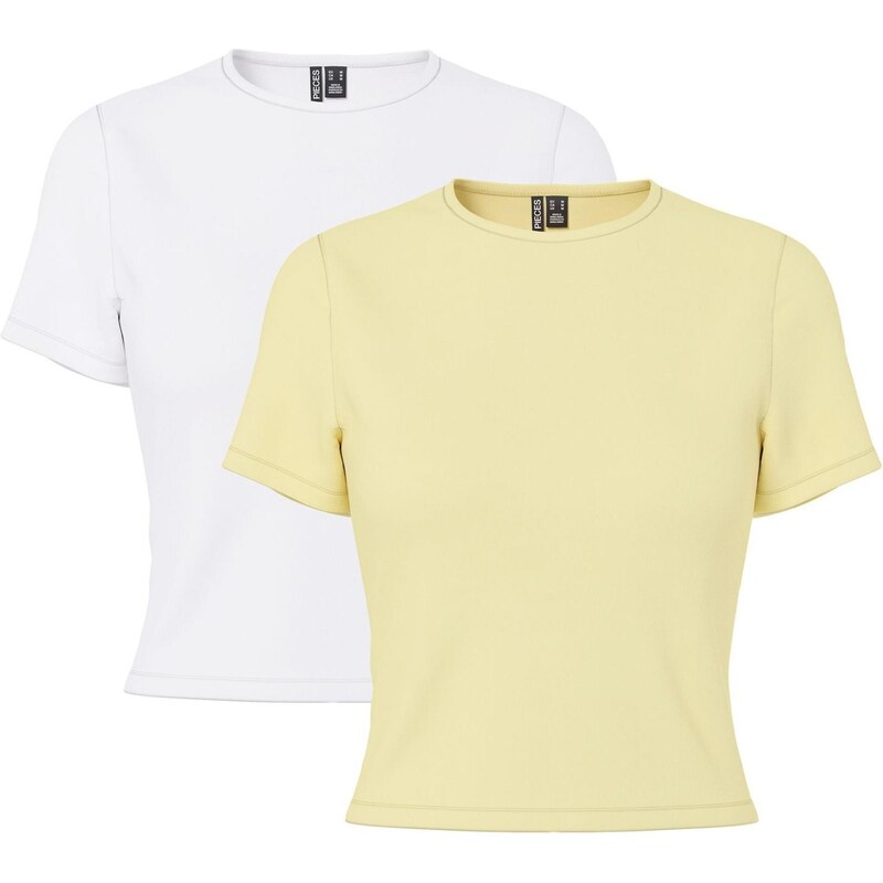 PIECES Tričko PCAmelia žltá / biela 67572197