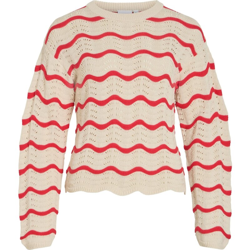 VILA Sveter VIWave svetlobéžová / brusnicová 67562811