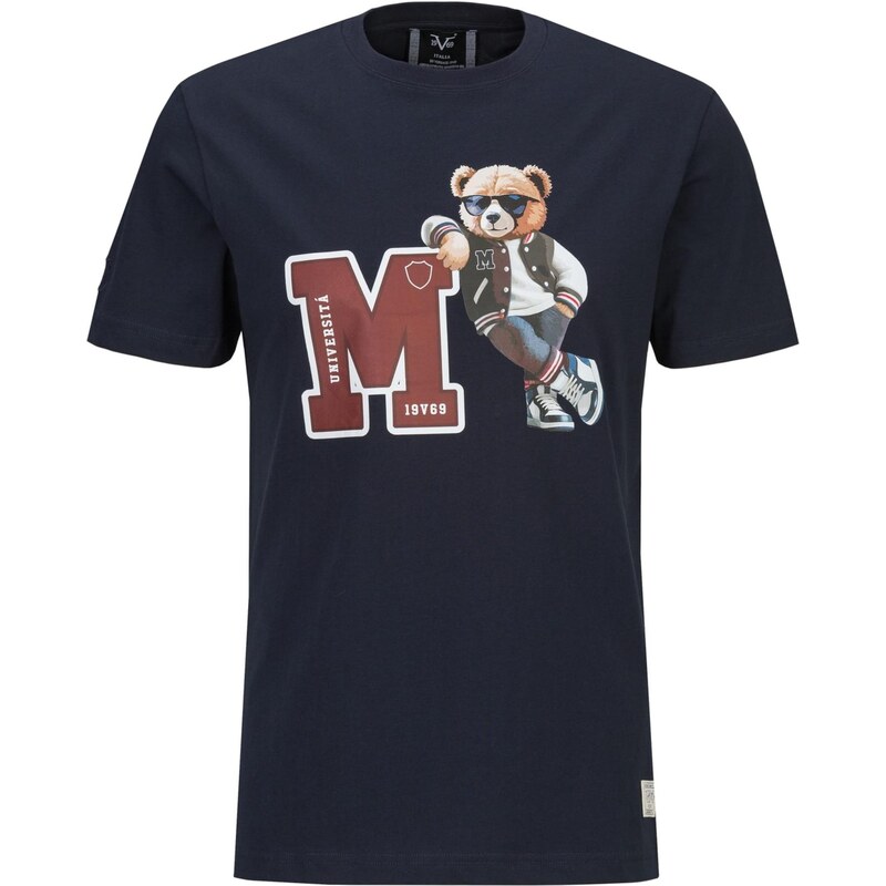 19V69 ITALIA Tričko Rafael College krémová / námornícka modrá / 67562905