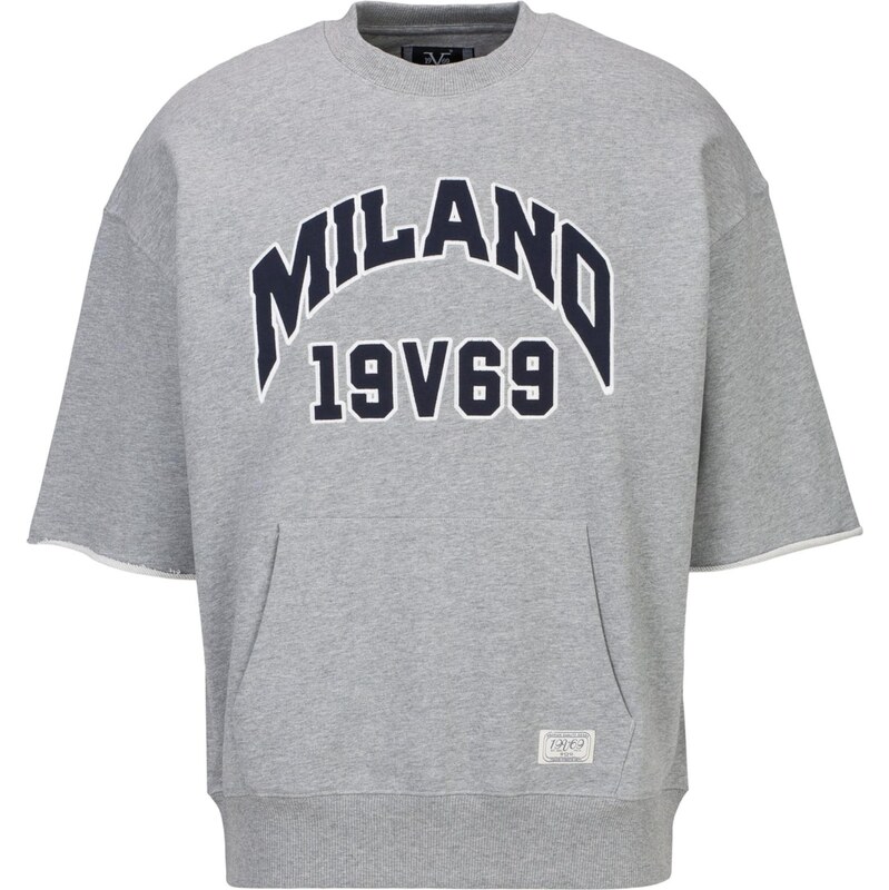 19V69 ITALIA Mikina Verdi College sivá melírovaná / čierna / biela 67562928