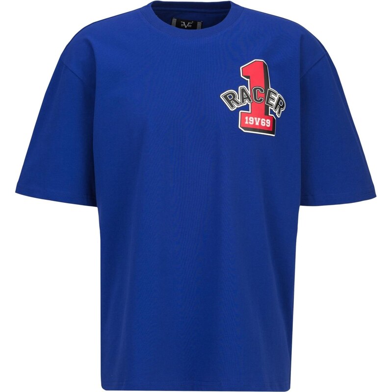 19V69 ITALIA Tričko Tamaro Racing tmavomodrá / svetlohnedá / čierna / 67562901