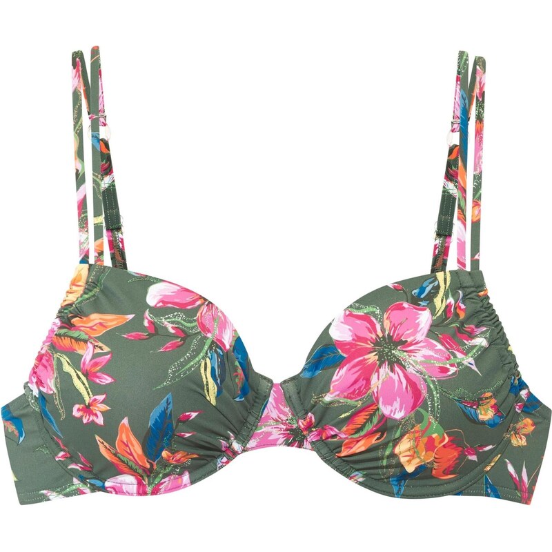 LASCANA Bikinový top olivová / oranžová / ružová 67563125