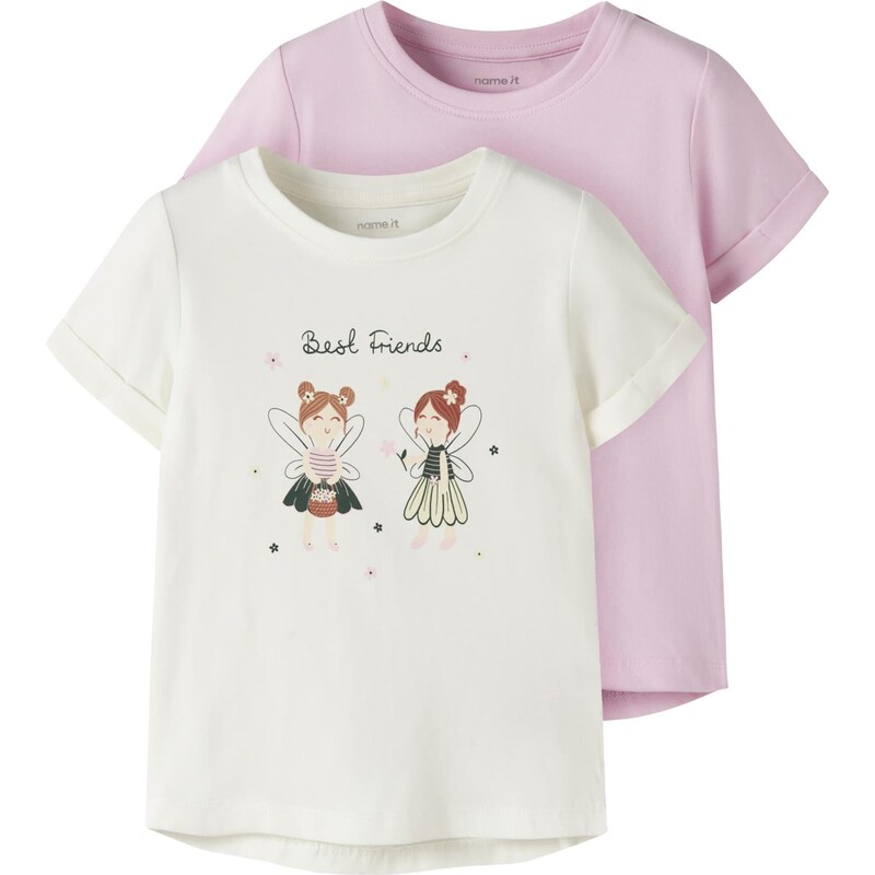 NAME IT Tričko NMFVIX hnedá / tmavozelená / ružová / biela 67563284