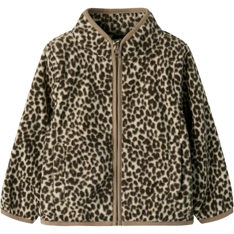 NAME IT Flisová bunda NMFMEEKO kamenná / čierna 67563306