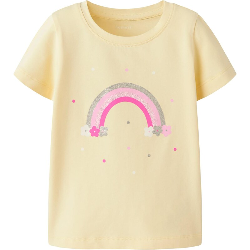 NAME IT Tričko NMFDOTTAS pastelovo žltá / ružová / strieborná 67563369