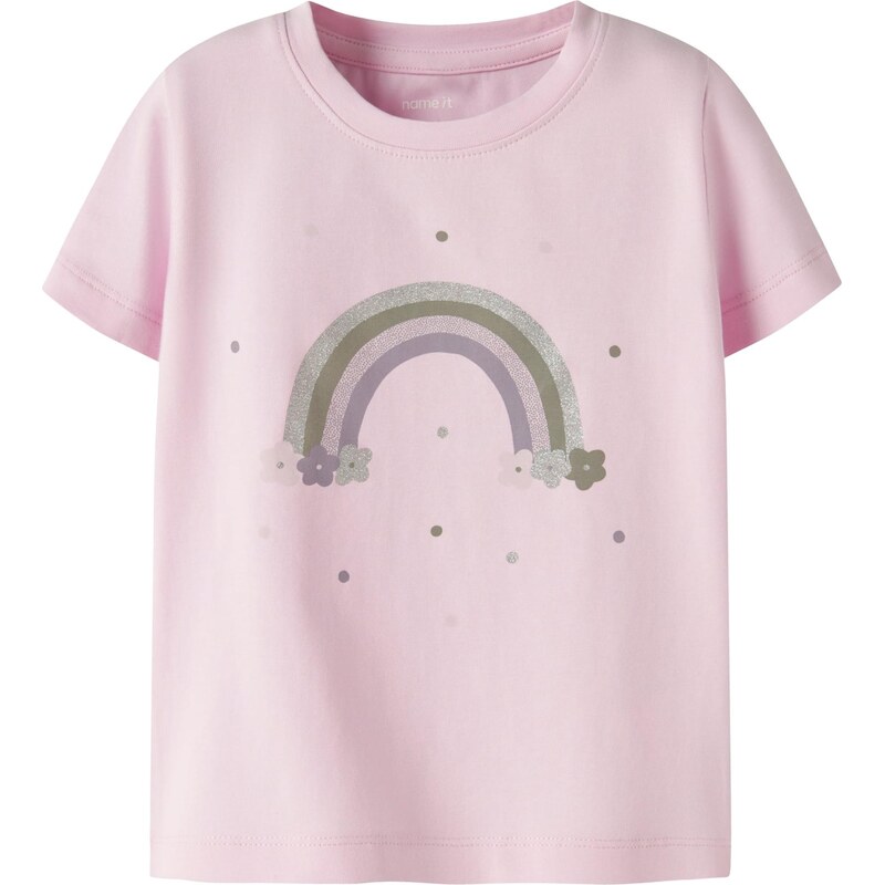 NAME IT Tričko NMFDOTTAS olivová / tmavofialová / ružová / strieborná 67563353