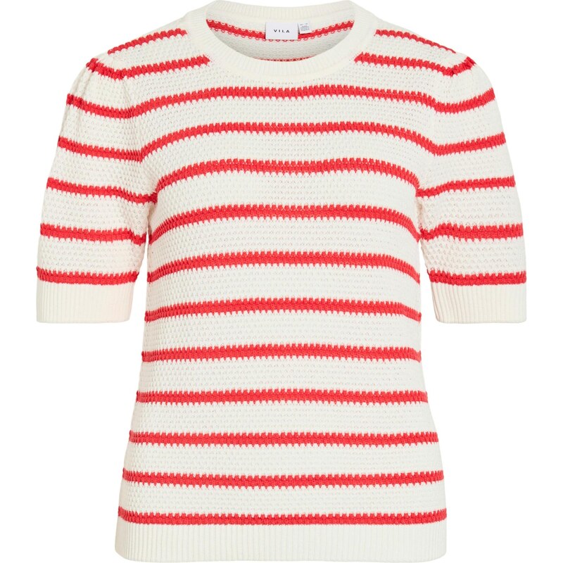 VILA Sveter VIDalo jasne červená / biela 67563429