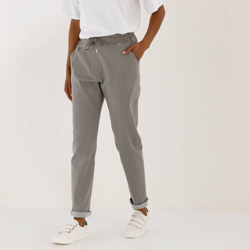 Denimové jogging nohavice s pružným pásom sivá 044 Blancheporte 67560927