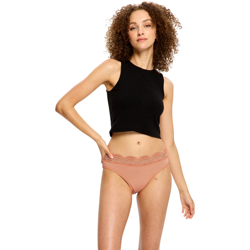 Menštruačné nohavičky Modibodi Sensual Hi Waist Bikini Light Cameo 67566315