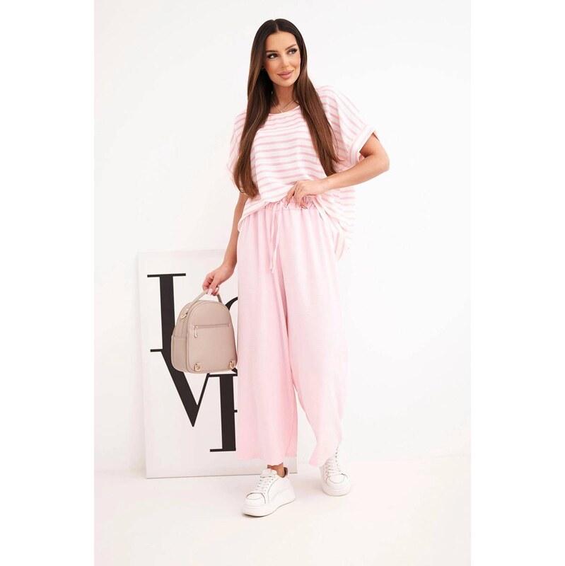 Fashionweek Dámsky viskózový komplet – pruhovaná blúzka a široké 67566404