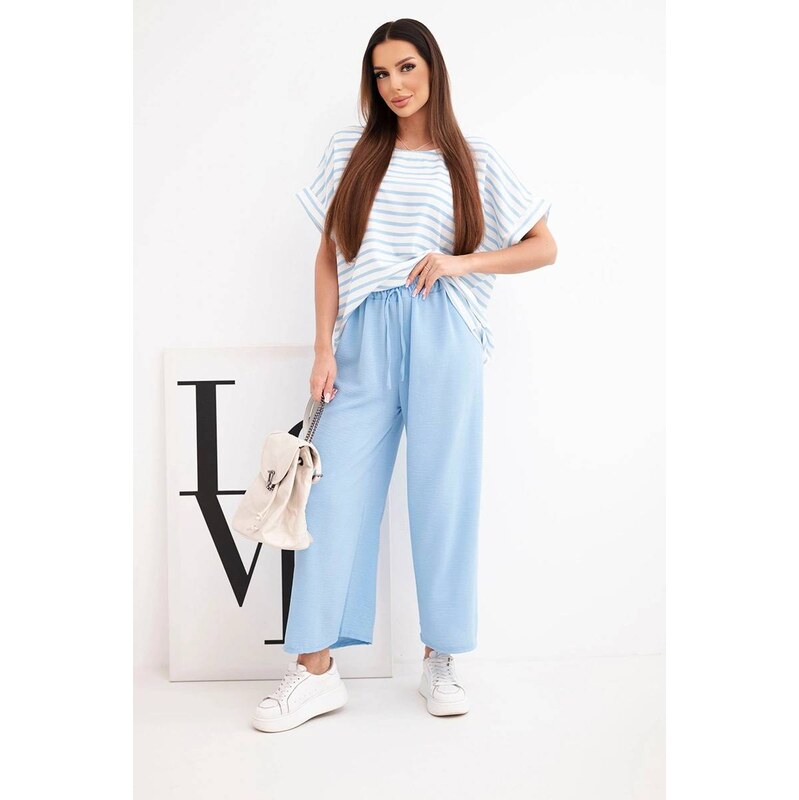 Fashionweek Dámsky viskózový komplet – pruhovaná blúzka a široké 67566406