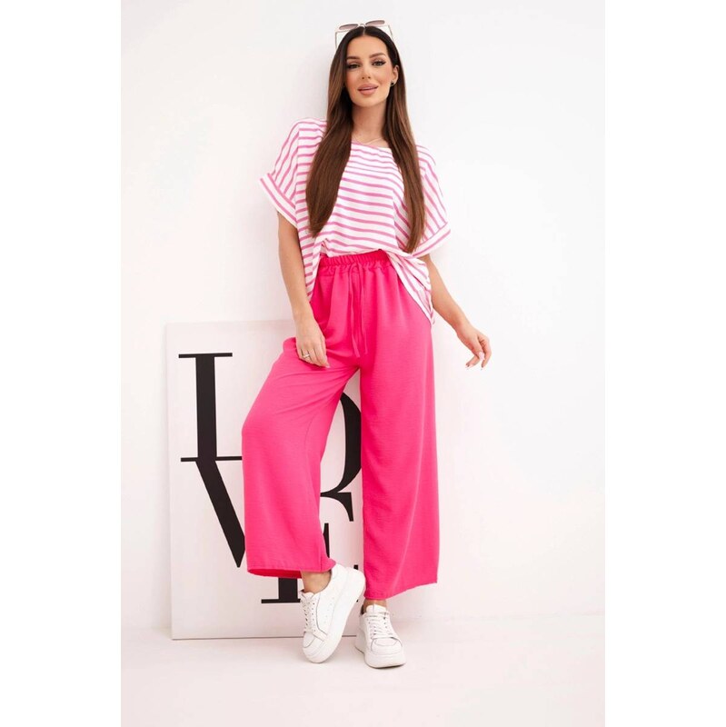 Fashionweek Dámsky viskózový komplet – pruhovaná blúzka a široké 67566405