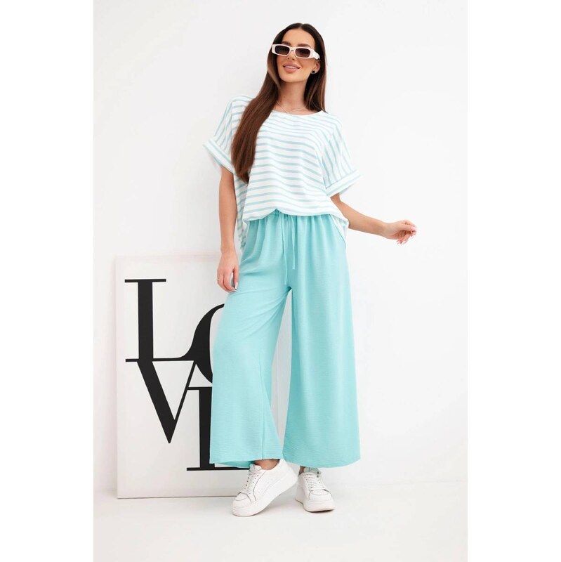 Fashionweek Dámsky viskózový komplet – pruhovaná blúzka a široké 67566407