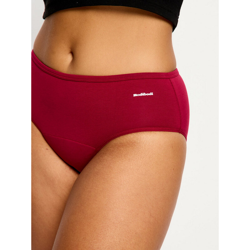 Menštruačné nohavičky Modibodi Basic Mid-Rise Brief Moderate Beet Red 67566511