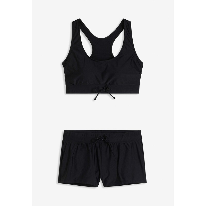 bonprix Bikiny (2-dielne) s kúpacími šortkami, farba čierna 44790748