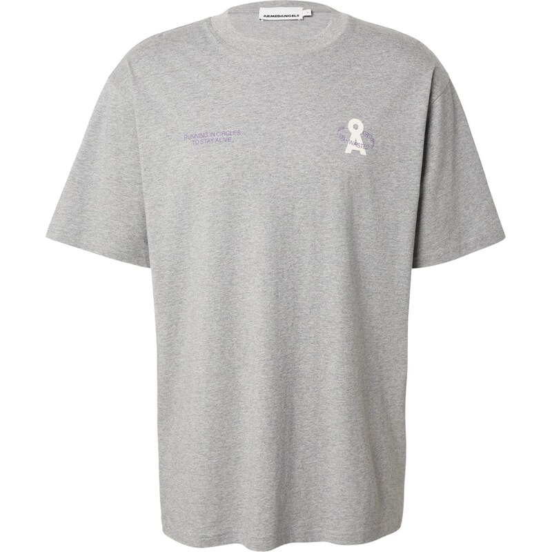 ARMEDANGELS Tričko MAARKOS sivá melírovaná / fialová / čierna / biela 67572081