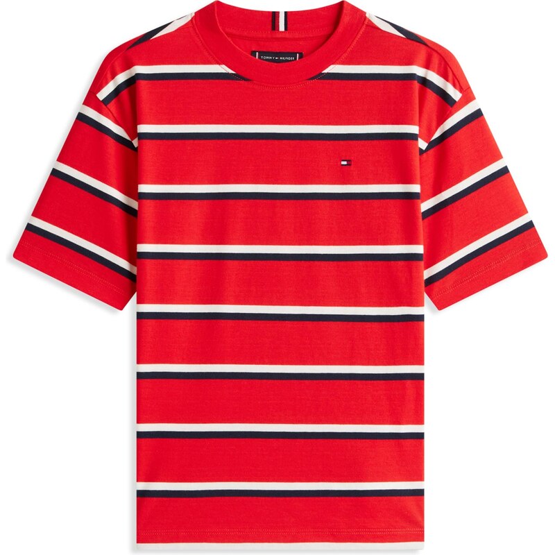 TOMMY HILFIGER Tričko ESSENTIAL tmavomodrá / jasne červená / biela 67572288